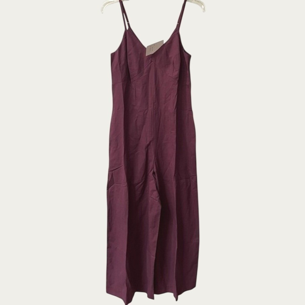 A New Day Wide Leg Jumpsuit Womens Small Burgundy Cropped Length Sleeveless NWT